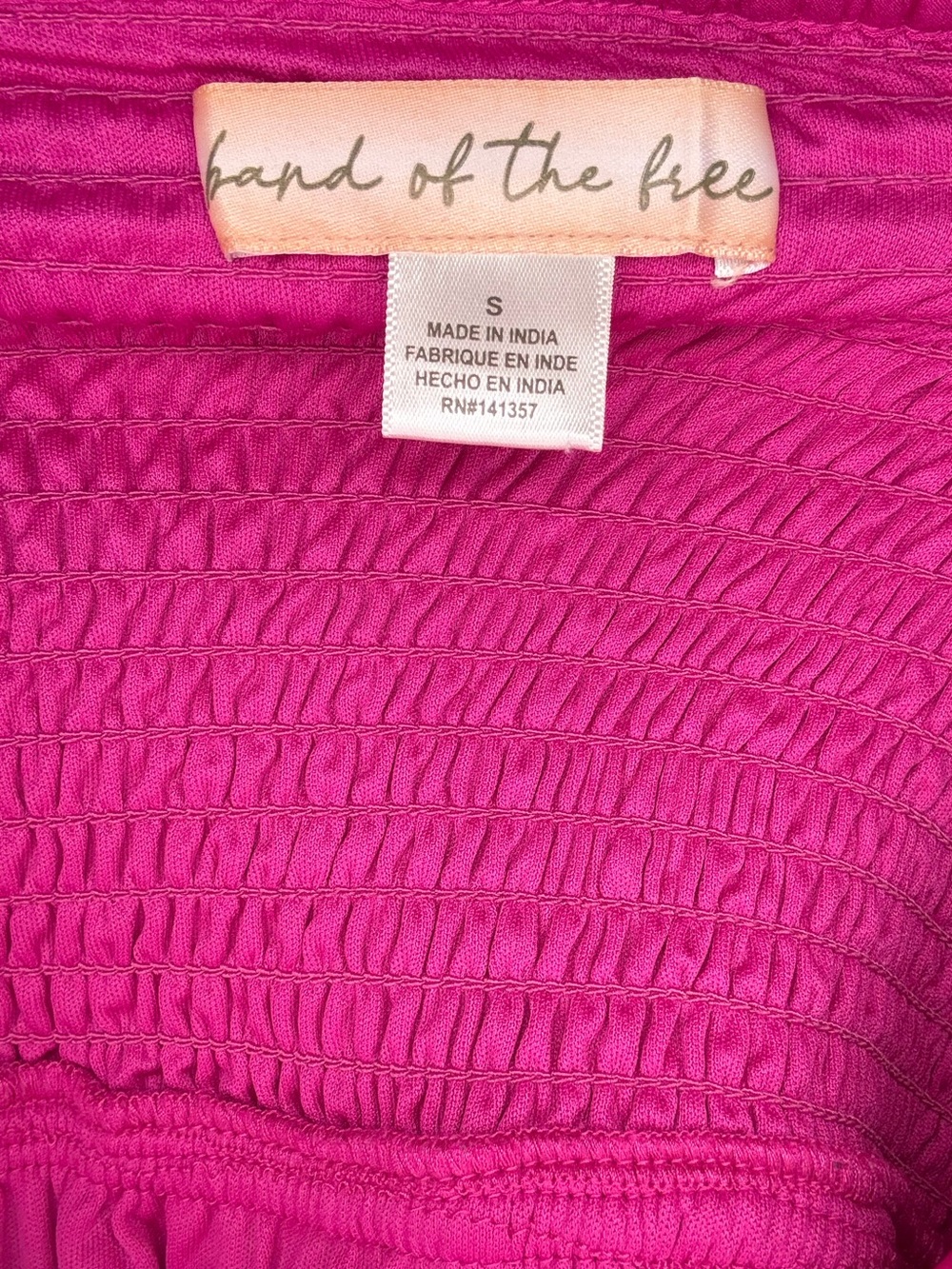 Band of the Free Hot Pink Smocked Bodice Dress NWOT - Picture 3 of 3